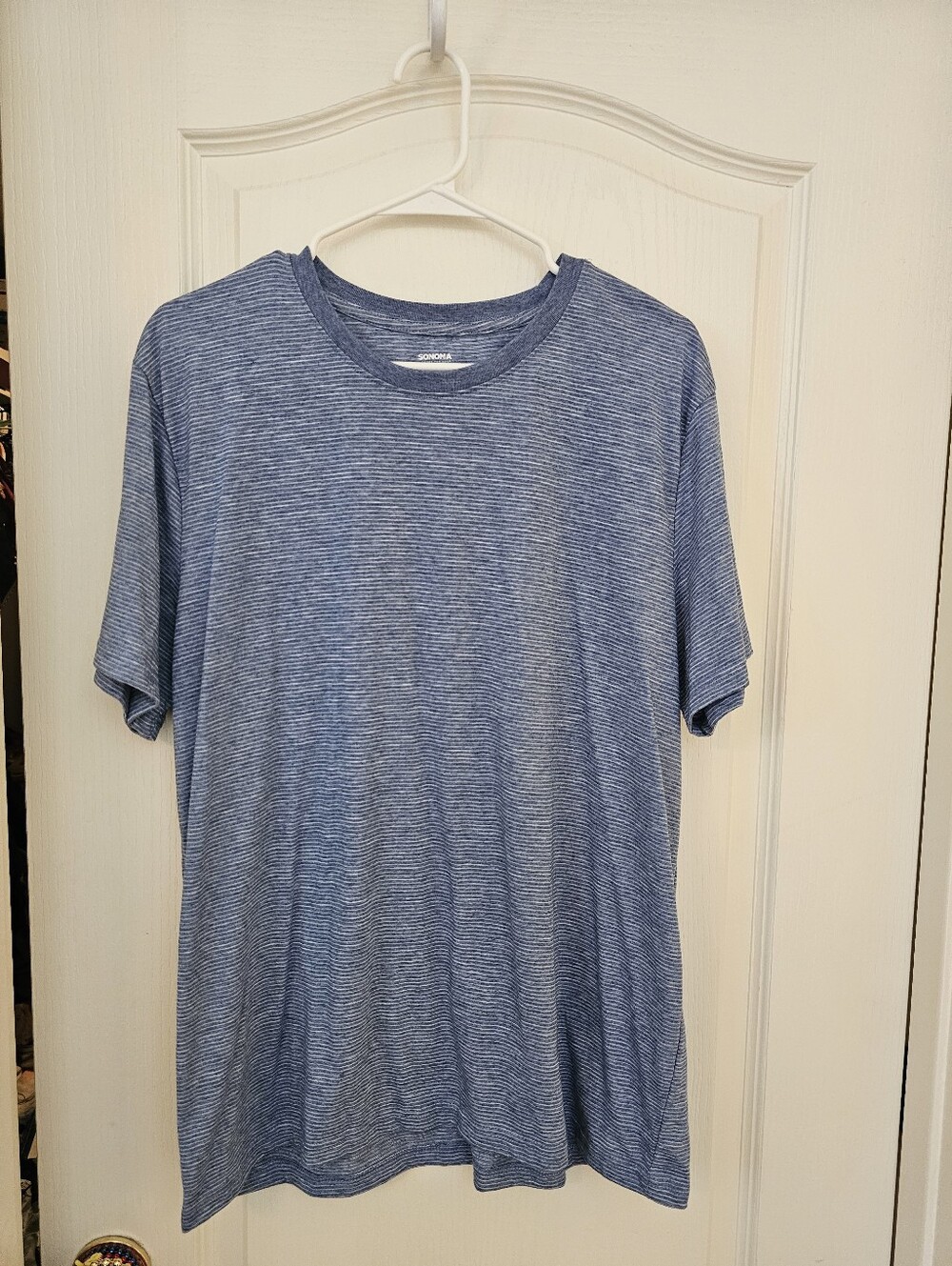 Sonoma Men's Light Blue Stripe Crew Neck Tee